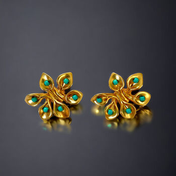 Gold Turquoise Earrings, 3 of 4