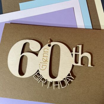 Personalised Wooden 60th Birthday Card, 9 of 10