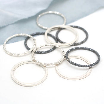 Sterling Silver Dainty Rings. Stackable Ring Set, 5 of 12
