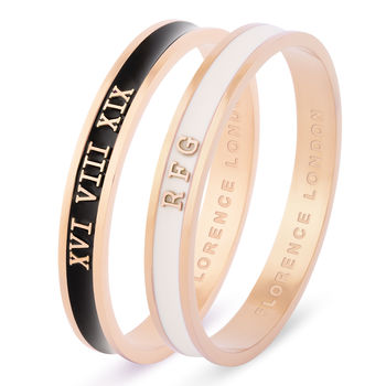 Rose Gold Personalised Bracelet Names Dates Initials, 6 of 8