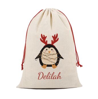 Personalised Christmas Penguin Sack, 4 of 4