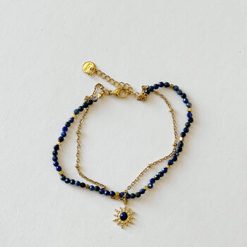 Lapis Lazuli And Gold Sunburst Charm Bracelet, 2 of 8