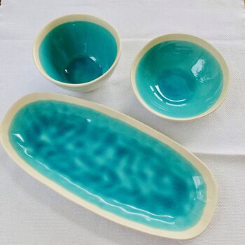 Porcelain Turquoise Serving Bowl / Platter, 8 of 12