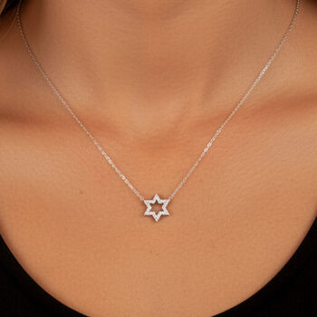 Gold Or Silver Women's Dainty Star Of David Pendant Necklace, Celestial Jewellery Gift For Her, 6 of 6
