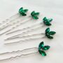 Set Of Five Emerald Green Hair Pins, thumbnail 2 of 2