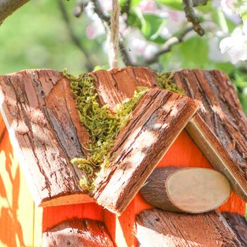 Sunset Lodge Personalised Orange Wooden Bird House, 6 of 8
