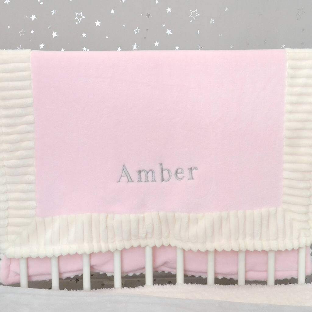 Personalised Pink Fleece Blanket With Ivory Trim By D Caro