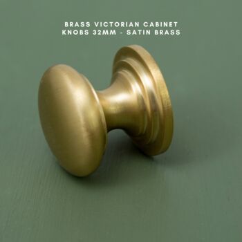 Solid Brass Victorian Cabinet Knobs And Round Cup Pulls, 5 of 8
