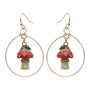 Tiny Mouse On Toadstool Round Drop Earrings, thumbnail 1 of 2