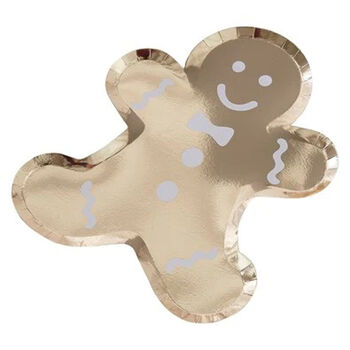 Gold Gingerbread Shaped Christmas Paper Plates, 2 of 2