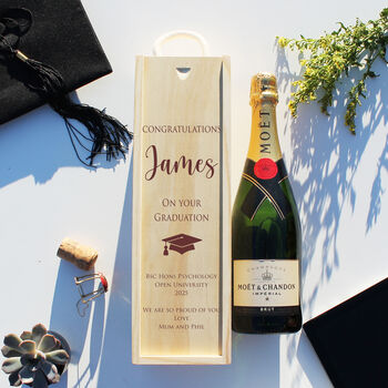 Personalised Graduation Wooden Bottle Gift Box, 3 of 8