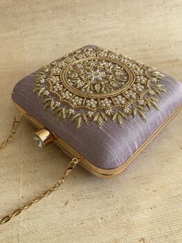 Purple Mandala Design Square Clutch, 5 of 8