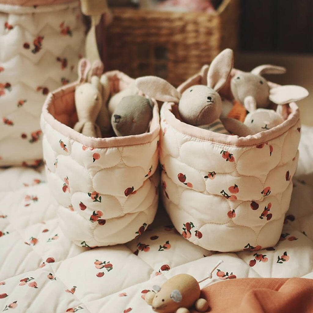 Set Of Two Quilted Storage Baskets Peaches By Avery Row