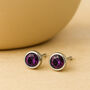 Sterling Silver February Amethyst Birthstone Stud Earrings, thumbnail 3 of 5
