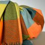 Soft Colour Block Check Scarf In Orange And Green, thumbnail 3 of 5