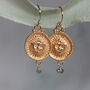 Helios Sun Coin Gold Drop Earrings, thumbnail 1 of 8