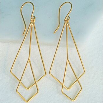 Art Deco Gold Vermeil Dangle Earrings, 2 of 5