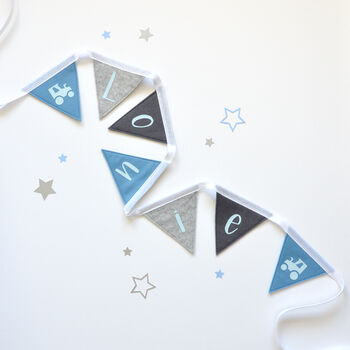 Personalised Blue Vehicle Bunting For Nursery, 3 of 6