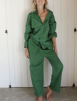 Organic Cotton Plain Green Unisex Pyjama, 5 of 5