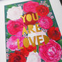'You Are Loved' Floral Gold Valentines Paper Cut Print, thumbnail 3 of 7
