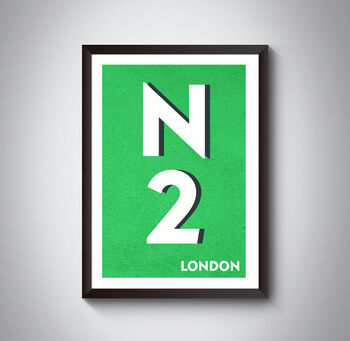 N2 Hampstead, Finchley London Postcode Print, 8 of 11