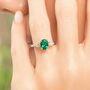 Emerald Oval Cut Three Stone Engagement Ring In Sterling Silver And Gold, thumbnail 1 of 12