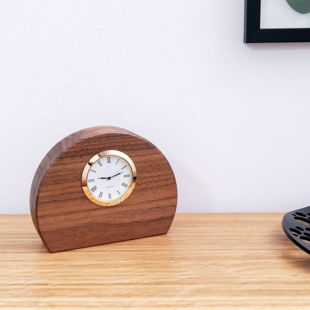 Personalised Walnut Arc Table Clock By Urban Twist