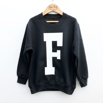 Personalised Kids Letter Sweatshirt In Black, 3 of 9