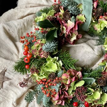 Christmas Fresh Hydrangea And Berry Wreath, 10 of 11