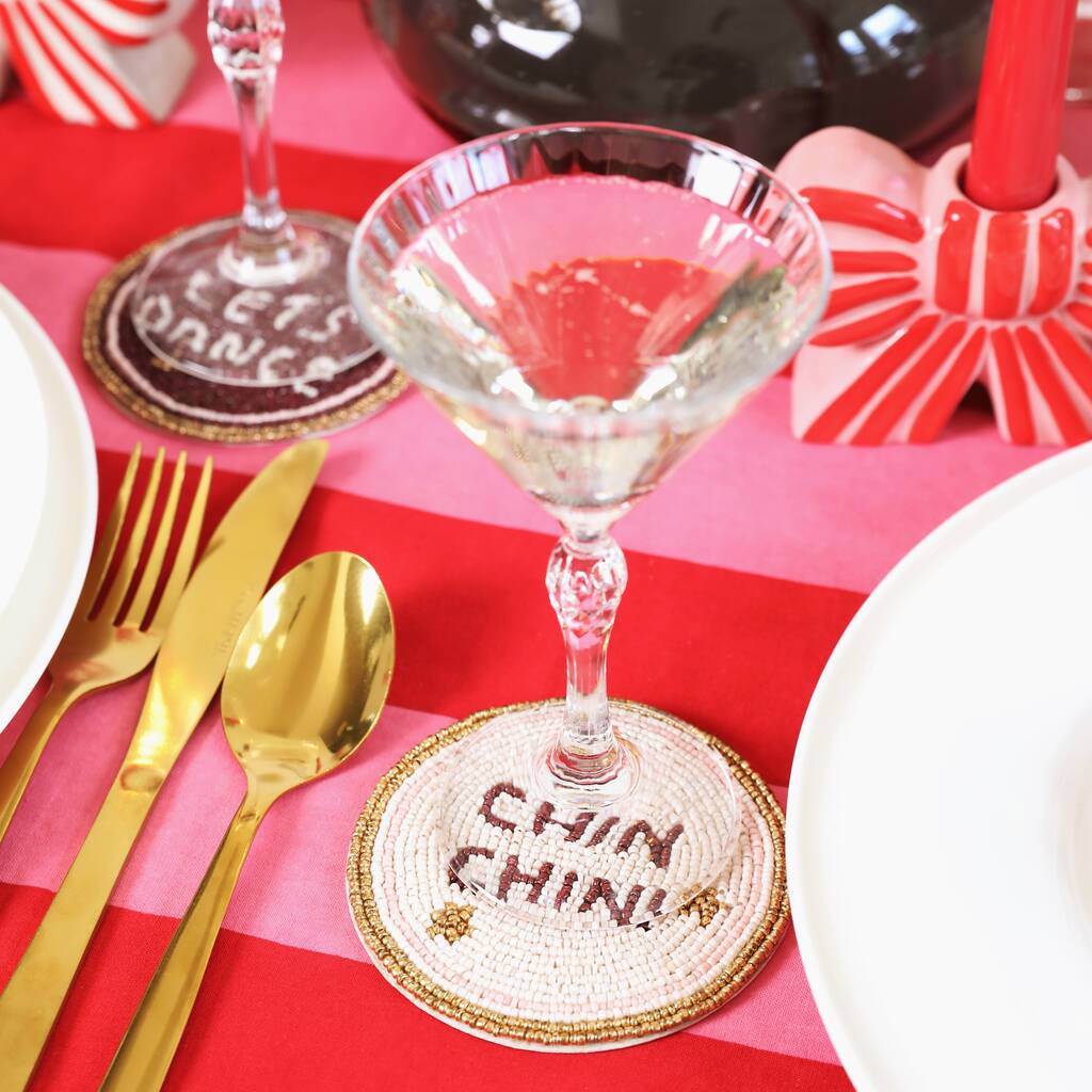 Set Of Four Festive Beaded Coasters, 1 of 4