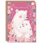 Polar Bear Mum And Cub Pink Floral Cute Happy Mother's Day Card, thumbnail 1 of 6
