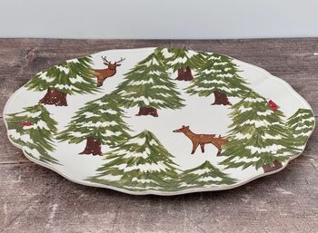 Christmas Tree With Deers Patterned Plate, 33cm, 2 of 4
