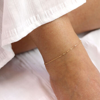 9ct Solid Gold Trace Anklet, 3 of 7