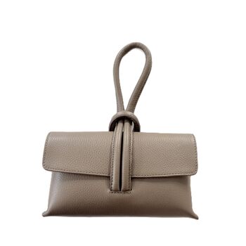 Leather Clutch Crossbody Bag With Knot Handle And Strap, 7 of 12