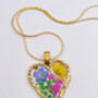 Dried Flowers Heart Pendant Necklace Small Hand Made, thumbnail 2 of 9