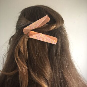 Geometric Copper Leather Hair Clips 'Eclair', 4 of 9