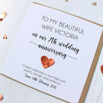 Personalised 7th Anniversary Card For Husband Or Wife, 3 of 9