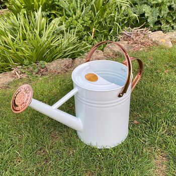 Pair Of Ivory White And Copper Watering Cans, 6 of 11
