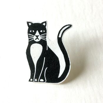 Cat Pin Badge. Handmade, 2 of 2