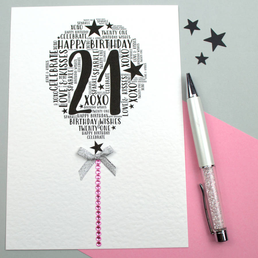 21st Happy Birthday Balloon Sparkle Card, 1 of 12