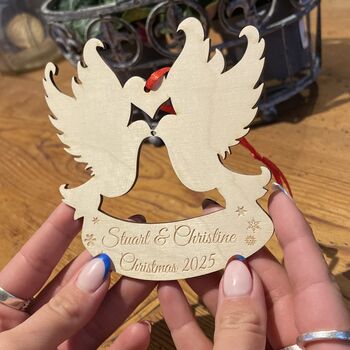 Personalised Christmas Doves Decoration, 5 of 12