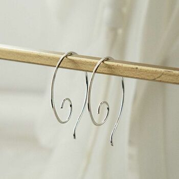 Sterling Silver Wired Curl Threader Earrings, 3 of 7