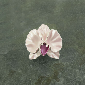 Pale Pink Orchid Flower Brooch, 2 of 3