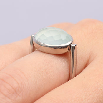 Personalised Sterling Silver And Chalcedony Spin Ring, 2 of 4