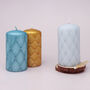 G Decor Spark Glitter Elegant Pastel Pillar Candle, thumbnail 6 of 7