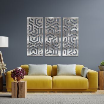Metal Three Panel Abstract Wall Art Home Decoration, 6 of 11