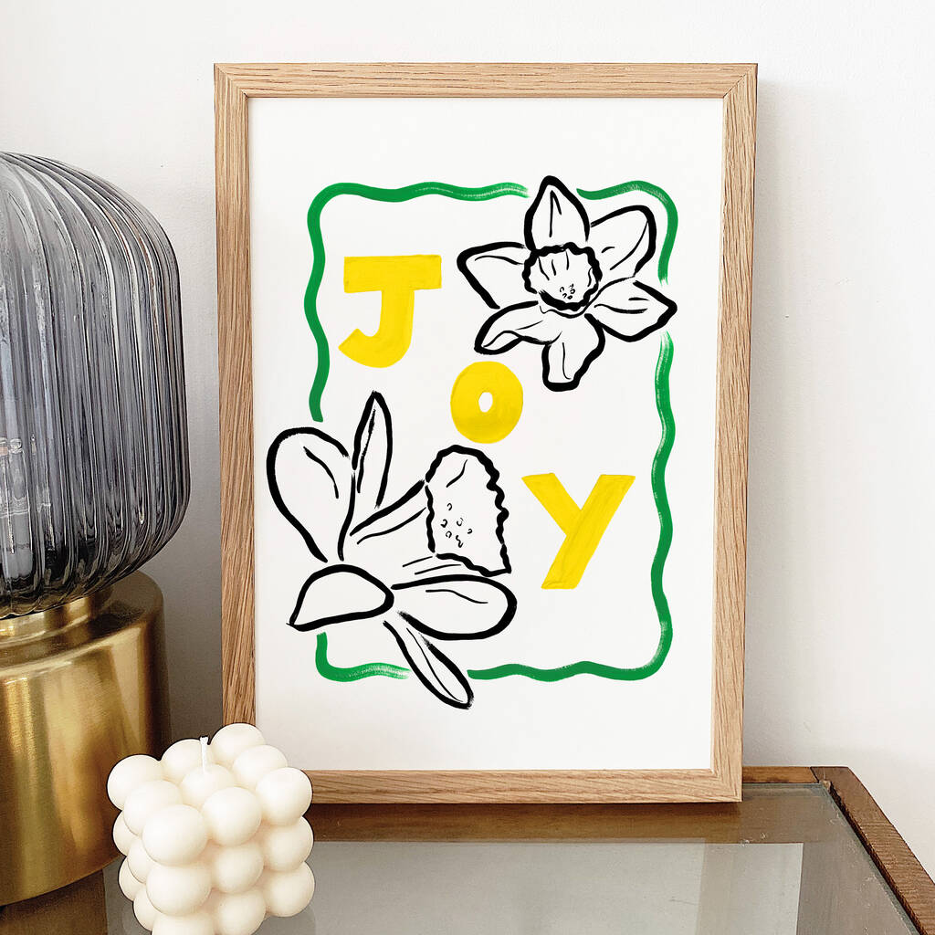 'Joy' Floral Daffodil Hand Painted Print