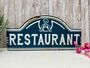 46cm French Blue Metal Restaurant Sign For Kitchen Decor Gift, thumbnail 1 of 8