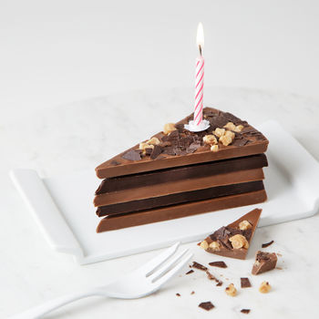 Birthday Chocolate Cake Slice Complete With Candle, 4 of 7