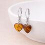 Sterling Silver Baltic Amber Heart Drop Earrings – 13mm, thumbnail 1 of 5